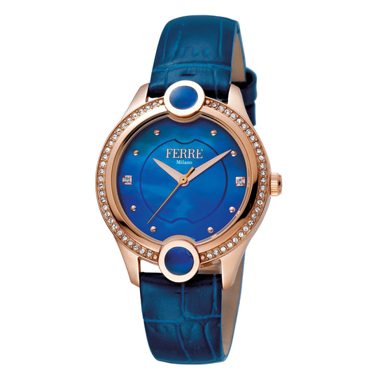 Ferre Milano FM1L082L0011 Ladies Dark Blue Dial Calfskin Leather Watch