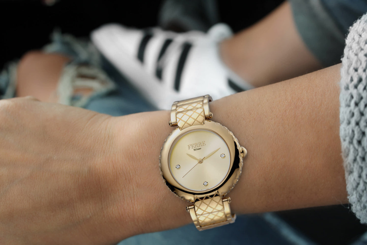 Ferre Milano Gold Dial Gold Bracelet Ladies Watch