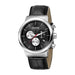 Ferre Milano Gents Black Dial Black Leather Strap Watch