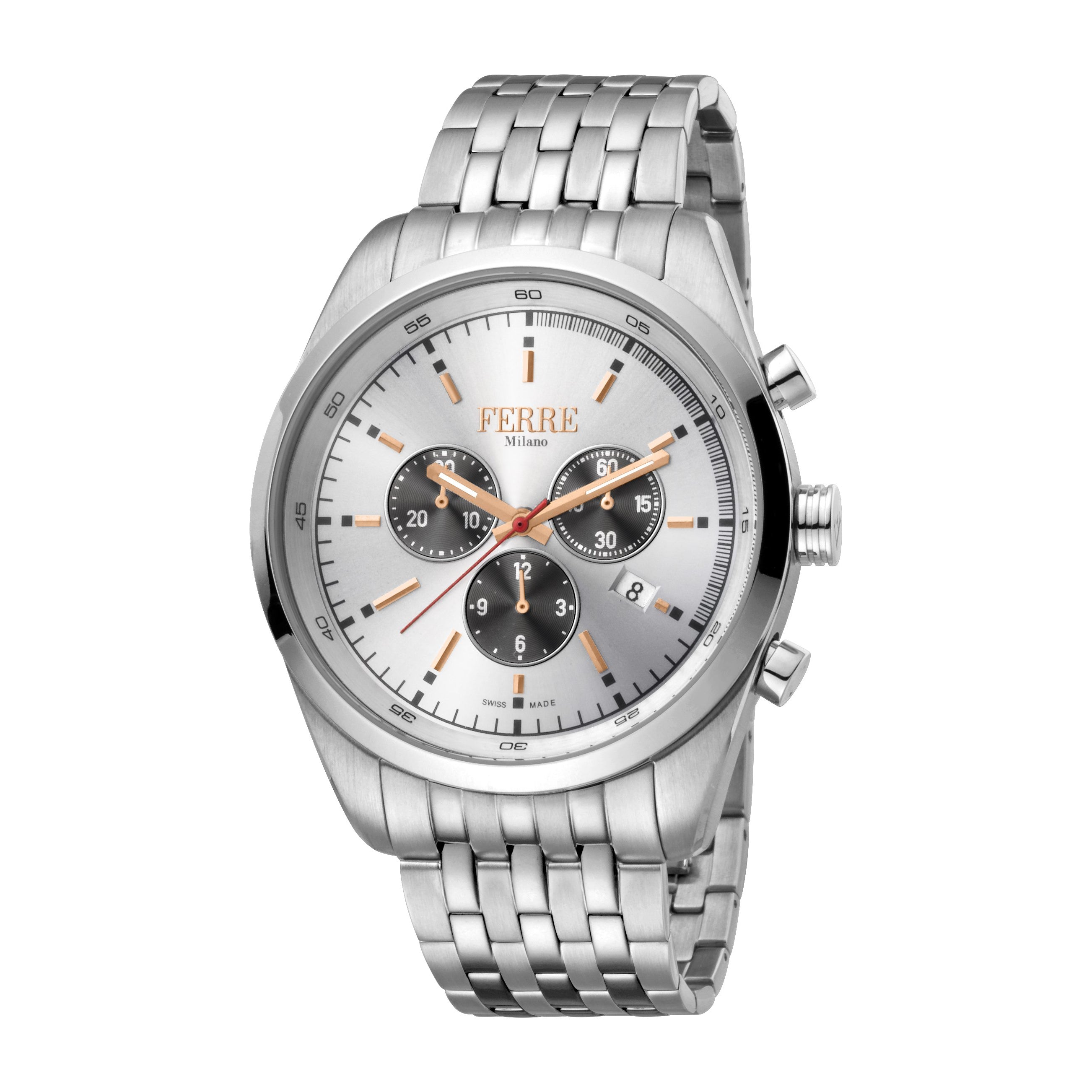 Ferre Milano Men's Silver Dial Stainless Steel Watch