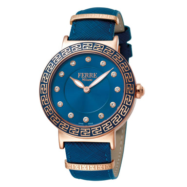 Ferre Milano FM1L041L0131 Ladies Light Blue MOP Dial Calfskin Leather Watch
