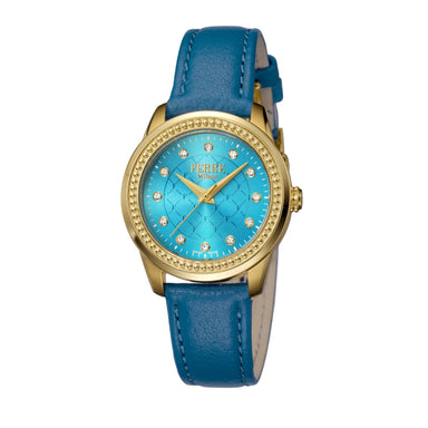 Ferre Milano FM1L063L0021 Gold watch, Blue leather band, light blue dial