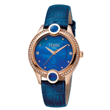 Ferre Milano FM1L082L0011 Ladies Dark Blue Dial Calfskin Leather Watch