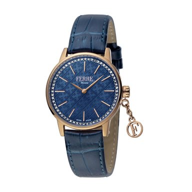 Ferre Milano Ladies D. Blue Dial D. Blue Leather strap Watch