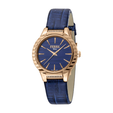Ferre Milano Ladies D. Blue Dial D. Blue Leather Strap Watch