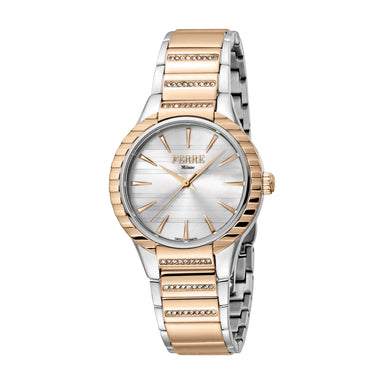 Ferre Milano Ladies Silver Dial SS MB.middle links in RG. Watch