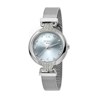 Ferre Milano Ladies Silver Dial SS Mesh Watch