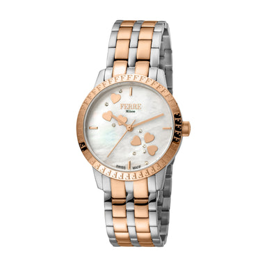 Ferre Milano Ladie's White MOP Dial RG Stainless Steel Watch