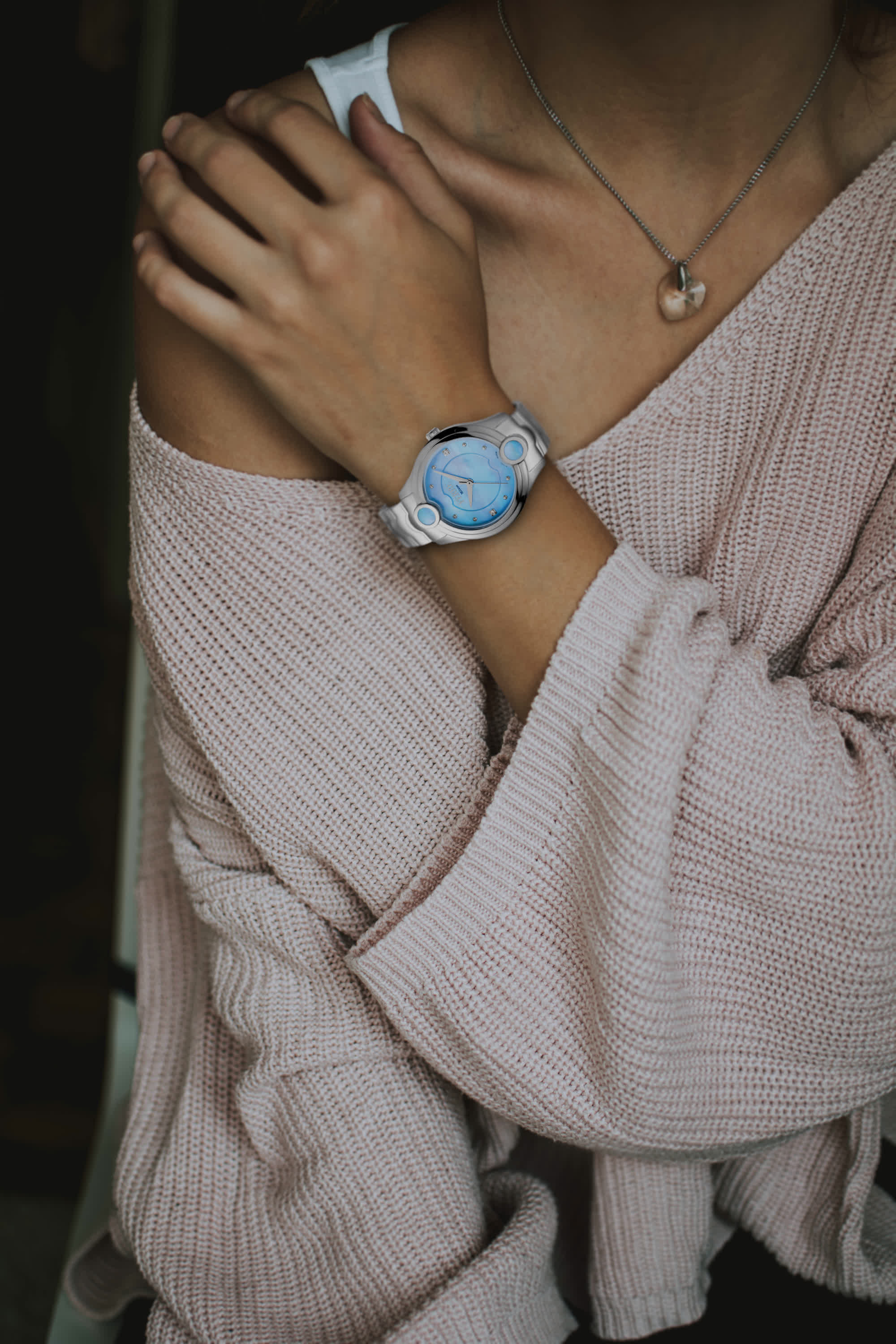 Ferre Milano Ladies Blue Dial Stainless Steel Bracelet Watch
